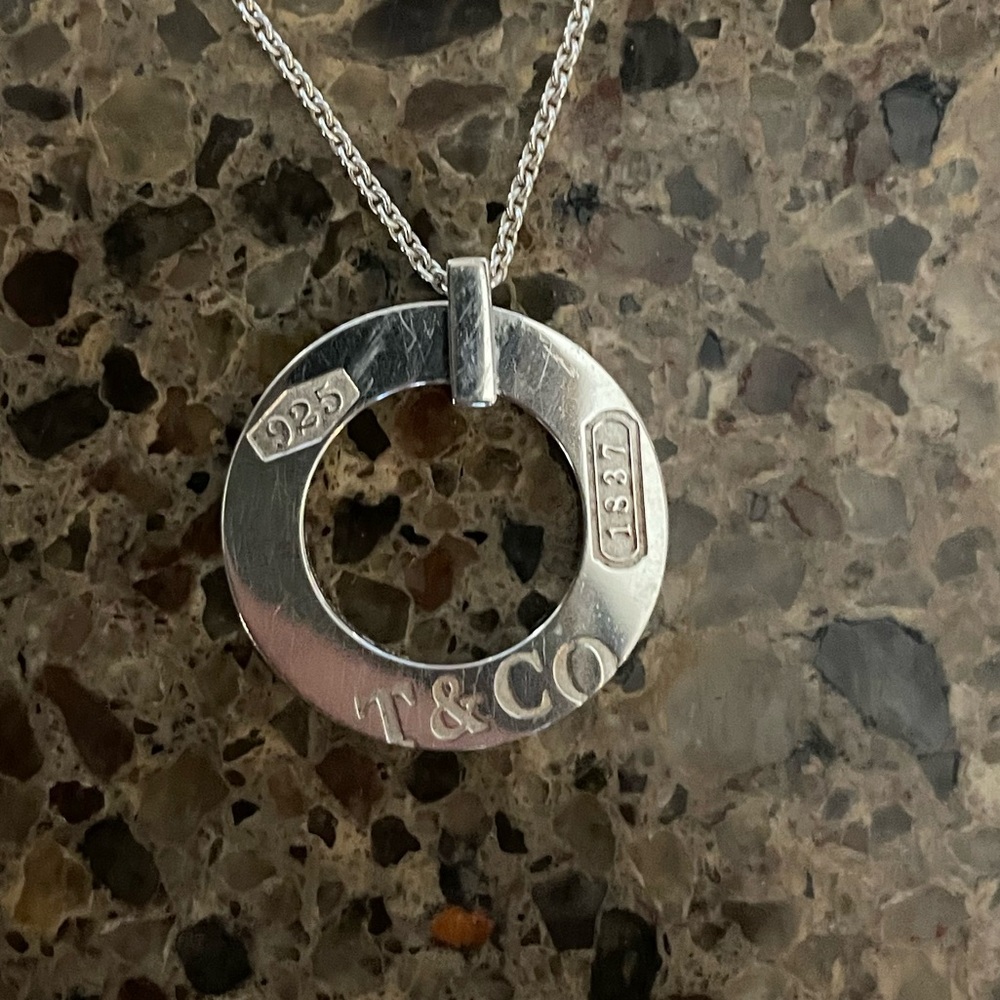 Tiffany & Co. 1837 Round Circle Pendant Necklace 16" 925 silver